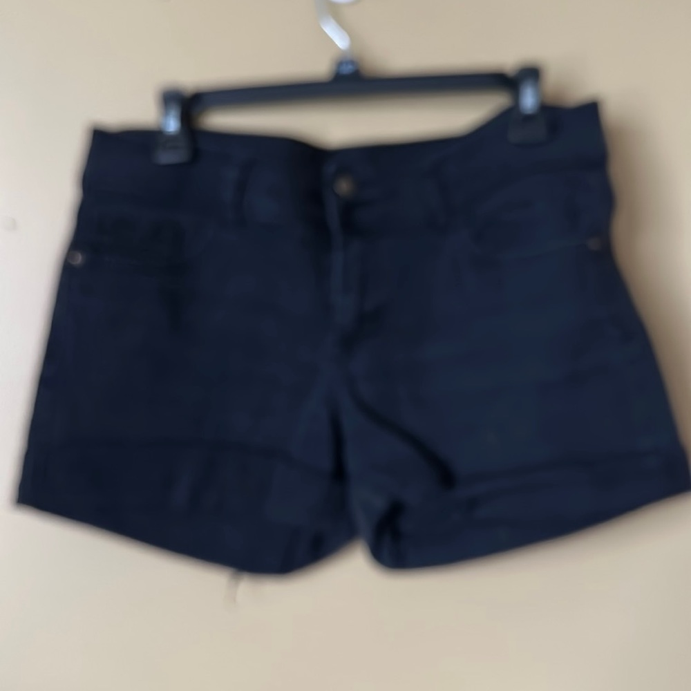 Black denim shorts